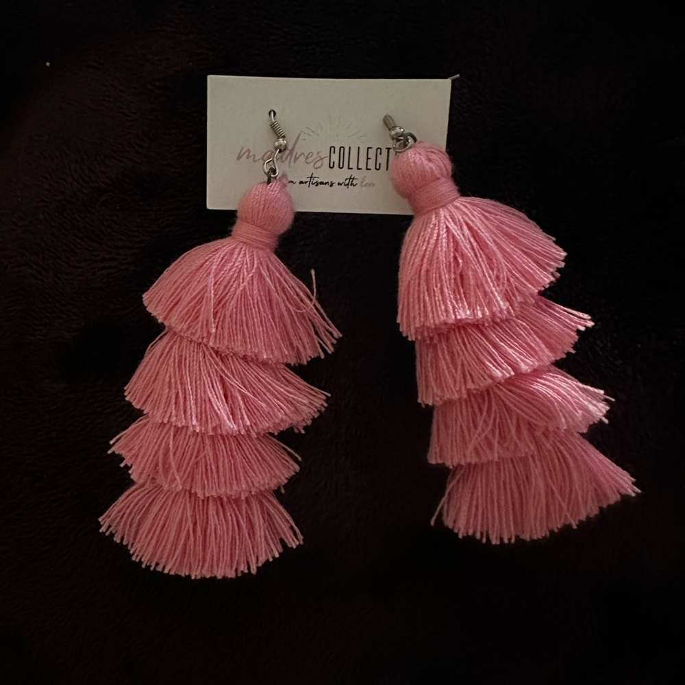 Pink tassel earrings